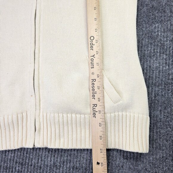 Ralph Lauren Sport Sweater Womens Large Cream Full Zip Cable Knit Cotton Logo - Picture 10 of 13
